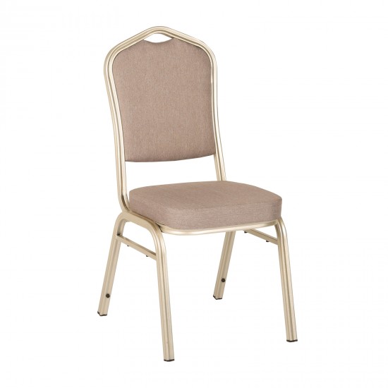 HILTON Καρέκλα Μέταλλο Βαφή Light Gold, Ύφασμα Γκρι