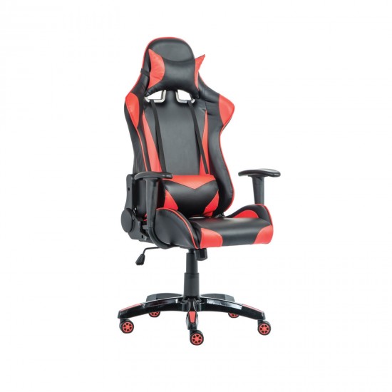 BF8050 Gaming Πολυθρόνα Γραφείου, Ανάκλιση Πλάτης έως 90°, Pu Μαύρο - Κόκκινο