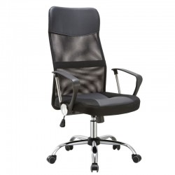 BF2400-PVC Πολυθρόνα Διευθυντή Βάση Χρώμιο, Pvc Μαύρο - Mesh Μαύρο