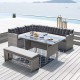 CENTER Set Σαλόνι - Καθιστικό Τραπεζαρία Κήπου - Βεράντας Μέταλλο-Wicker Γκρι+ Μαξιλάρια