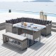 CENTER Set Σαλόνι - Καθιστικό Τραπεζαρία Κήπου - Βεράντας Μέταλλο-Wicker Γκρι+ Μαξιλάρια