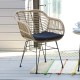 SALSA Πολυθρόνα Μέταλλο Βαφή Μαύρο, Wicker Φυσικό, Μαξιλάρι Μαύρο