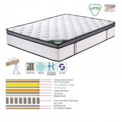 ΣΤΡΩΜΑ Mini Pocket Spring Memory Foam & Latex, Μονής Όψης (Roll Pack)
