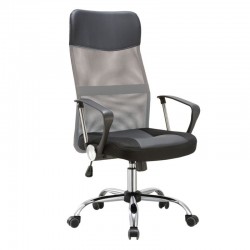 BF2400-PVC Πολυθρόνα Διευθυντή Βάση Χρώμιο, Pvc - Mesh Γκρι - Μαύρο