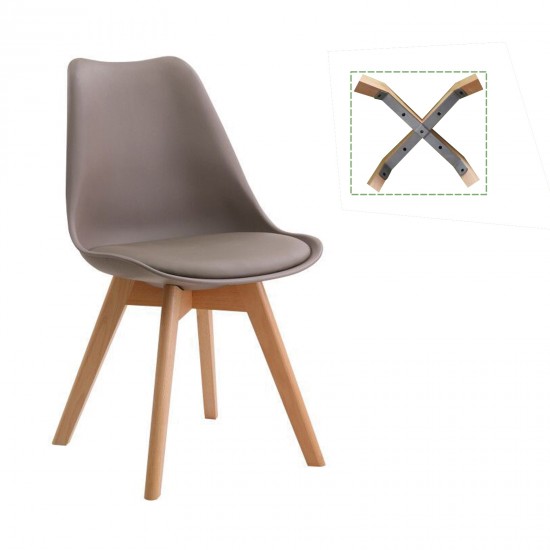 MARTIN Καρέκλα Τραπεζαρίας Metal Cross Ξύλο, PP Sand Beige, Αμοντάριστη Ταπετσαρία