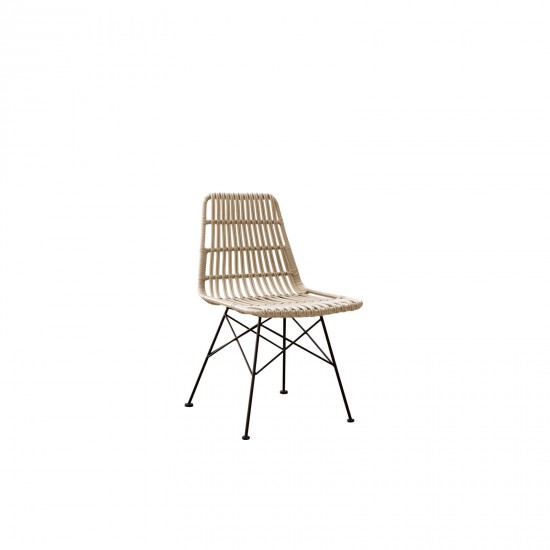 SALSA Καρέκλα Κήπου Βεράντας Μέταλλο Βαφή Μαύρο, Wicker Φυσικό