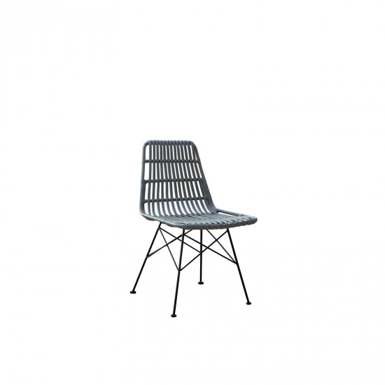 SALSA Καρέκλα Κήπου Βεράντας Μέταλλο Βαφή Μαύρο, Wicker Γκρι