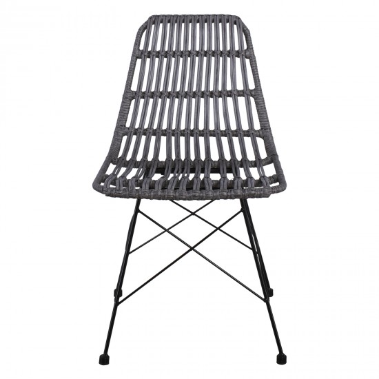 SALSA Καρέκλα Κήπου Βεράντας Μέταλλο Βαφή Μαύρο, Wicker Γκρι