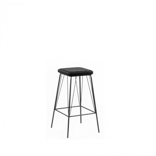PANTON Σκαμπό BAR, Μέταλλο Βαφή Μαύρο, PU Απόχρωση Vintage Black