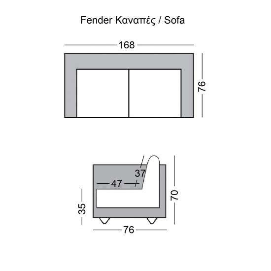 FENDER Καναπές - Κρεβάτι Σαλονιού - Καθιστικού, Ύφασμα Patchwork Blue