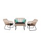 SALSA Set Σαλόνι Κήπου Steel Μαύρο Wicker Φυσικό : Τραπέζι + Καναπέ 2Θέσιο + 2 Πολυθρόνες