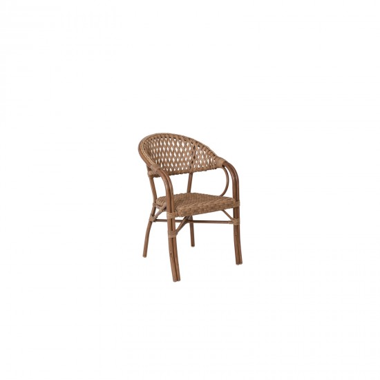 VEGERA Rattan Πολυθρόνα Dining Αλουμίνιο, Wicker Φυσικό