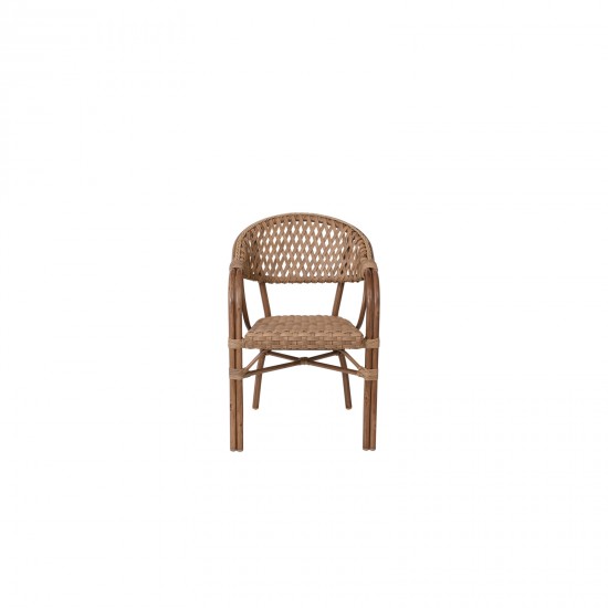VEGERA Rattan Πολυθρόνα Dining Αλουμίνιο, Wicker Φυσικό