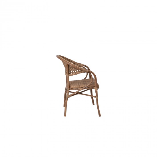 VEGERA Rattan Πολυθρόνα Dining Αλουμίνιο, Wicker Φυσικό