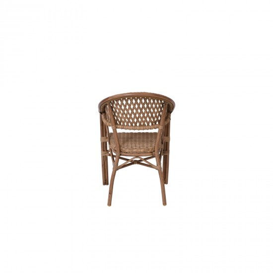 VEGERA Rattan Πολυθρόνα Dining Αλουμίνιο, Wicker Φυσικό