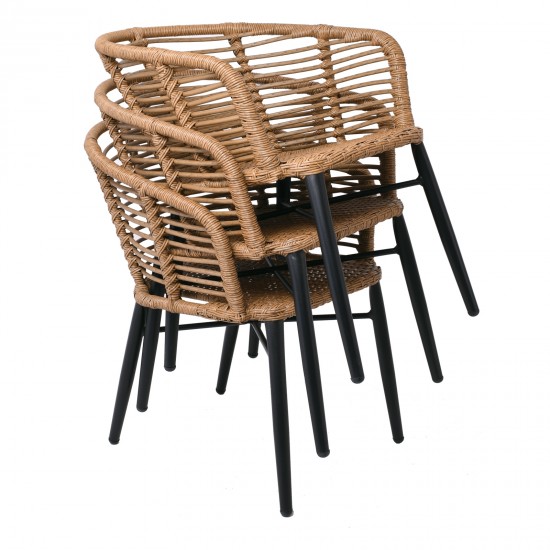 SALSA Alu STACK Πολυθρόνα Μαύρο - Wicker Φυσικό