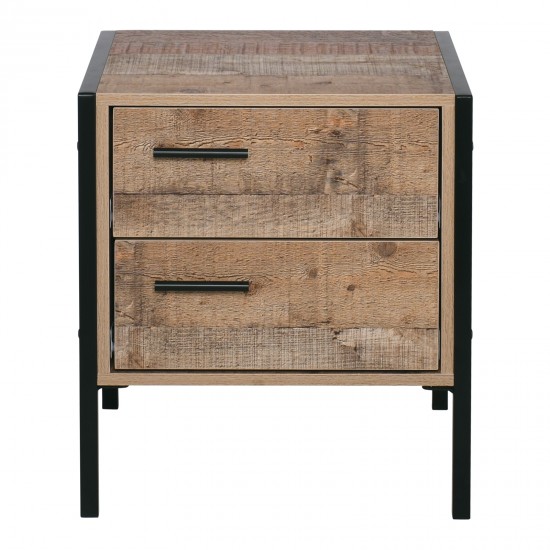 PALLET-W Κομοδίνο με 2 Συρτάρια Μέταλλο Βαφή Μαύρο - Antique Oak