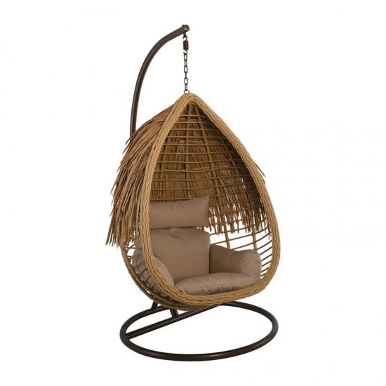 SALSA TROPIC Κρεμαστή Πολυθρόνα Wicker Φυσικό - Μαξιλάρι Μπεζ