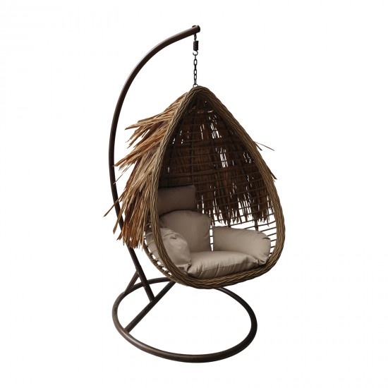 SALSA TROPIC Κρεμαστή Πολυθρόνα Wicker Φυσικό - Μαξιλάρι Μπεζ