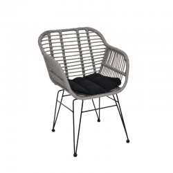 SALSA-W Πολυθρόνα Μέταλλο Βαφή Μαύρο, Wicker Γκρι