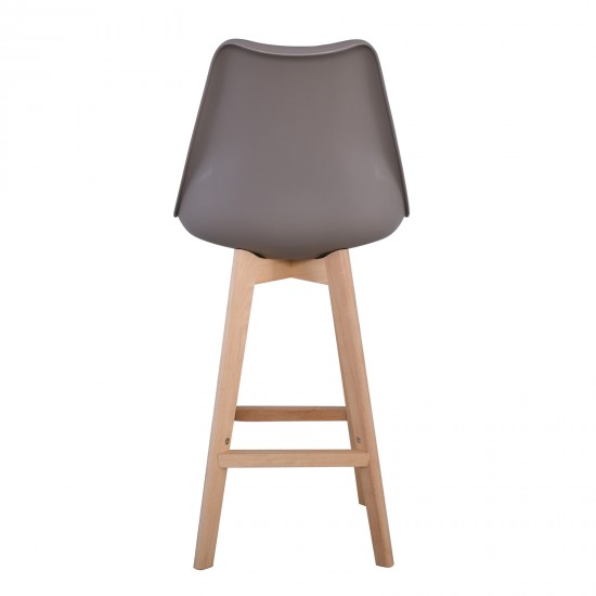 MARTIN Σκαμπό BAR με Πλάτη Κάθ ισμα Η.67cm, Φυσικό,PP-Pu Sand Beige, Μονταρισμένη Ταπετσαρία