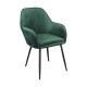 VALERY Πολυθρόνα Μέταλλο Βαφή Μαύρο, Ύφασμα Velure Forest Green