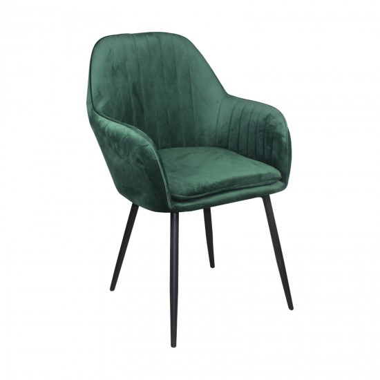 VALERY Πολυθρόνα Μέταλλο Βαφή Μαύρο, Ύφασμα Velure Forest Green