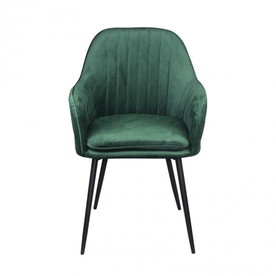 VALERY Πολυθρόνα Μέταλλο Βαφή Μαύρο, Ύφασμα Velure Forest Green
