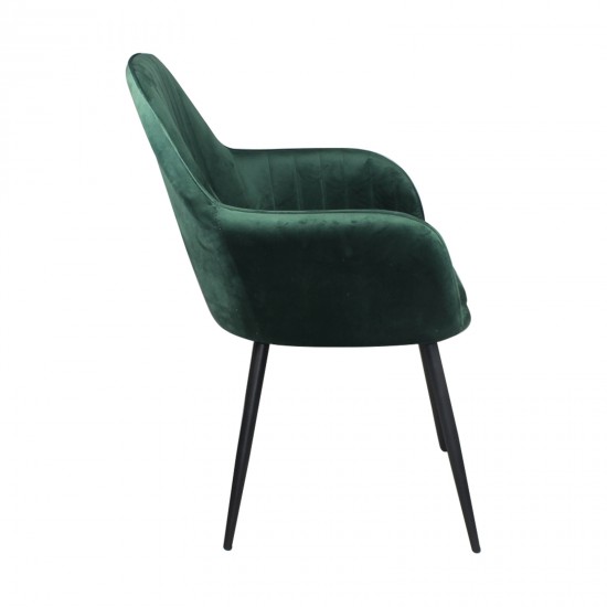 VALERY Πολυθρόνα Μέταλλο Βαφή Μαύρο, Ύφασμα Velure Forest Green