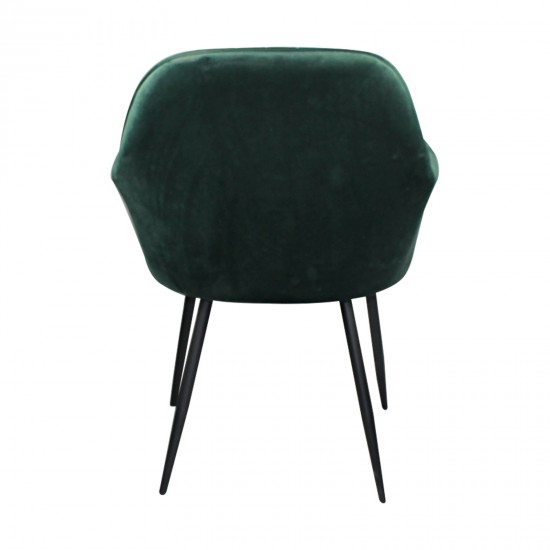 VALERY Πολυθρόνα Μέταλλο Βαφή Μαύρο, Ύφασμα Velure Forest Green