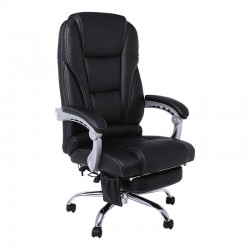BF9350 Massage Relax Πολυθρόνα Γραφείου Διευθυντή, Βάση Χρώμιο, με Υποπόδιο, Pu  Μαύρο