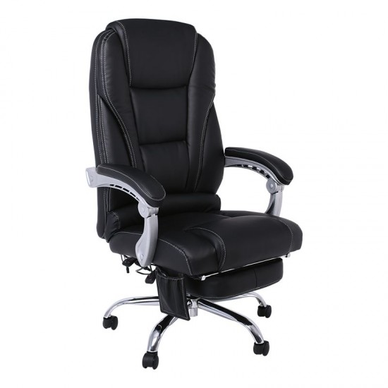 BF9350 Massage Relax Πολυθρόνα Γραφείου Διευθυντή, Βάση Χρώμιο, με Υποπόδιο, Pu  Μαύρο