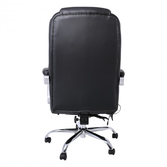 BF9350 Massage Relax Πολυθρόνα Γραφείου Διευθυντή, Βάση Χρώμιο, με Υποπόδιο, Pu  Μαύρο