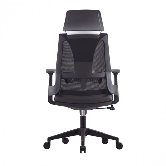 BF8750 Πολυθρόνα Γραφείου Διευθυντή, Mesh Μαύρο, Ύφασμα Μαύρο