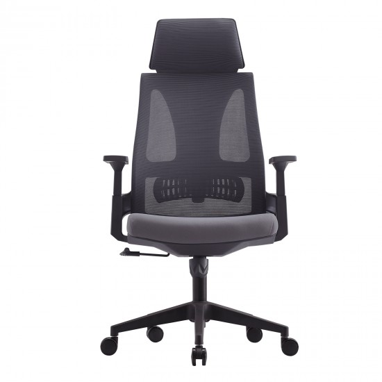 BF8750 Πολυθρόνα Γραφείου Διευθυντή, Mesh Γκρι, Ύφασμα Γκρι