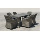 ESPERIA Set Τραπεζαρία Κήπου ALU,Wicker Grey Brown-Ανθρακί: Τραπέζι 180x90 + 6 Πολυθρόνες