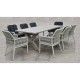 ALLEY Set Τραπεζαρία Κήπου ALU & Rope Grey-Μαξιλ.Ανθρακί: Τραπέζι 220x94 + 8 Πολυθρόνες
