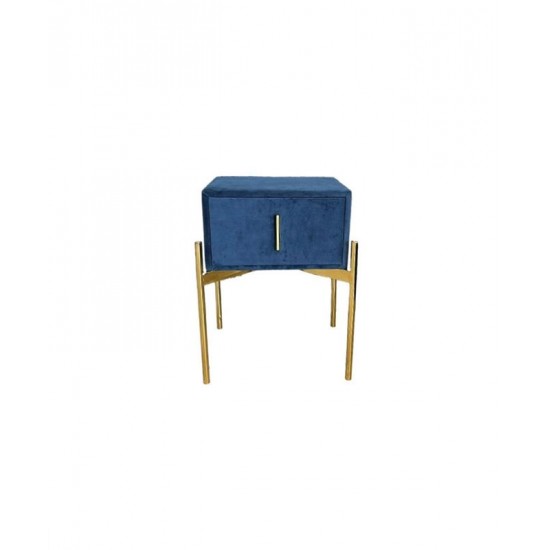 PASSION  Κομοδίνο με 1 Συρτάρι, Ύφασμα Velure Απόχρωση Μπλε