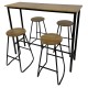 PUB Set Bar Τραπέζι + 4 Σκαμπώ, Μέταλλο Βαφή Ανθρακί - Antique Brown