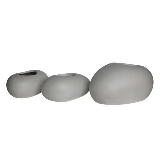 FLOWER POT-ROCK Set 3 τεμαχίων, Cement Απόχρωση White
