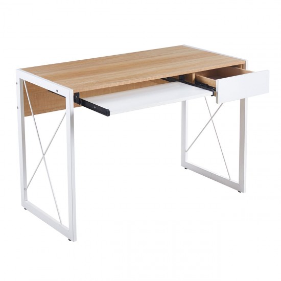 UNIT Γραφείο Η/Υ, Μέταλλο Βαφή Άσπρο, Melamine Απόχρωση Sonoma