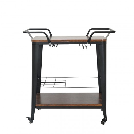 RELIX Trolley Bar-Pro Μέταλλο Βαφή Μαύρο, MDF Απόχρωση Καρυδί