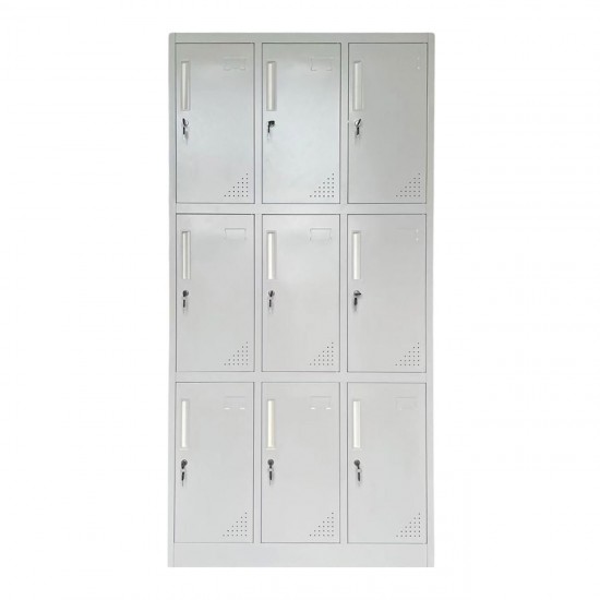 LOCKER 9 Θέσεων Μέταλλο Βαφή Ανοιχτό Γκρι Με εσωτερικά ράφια