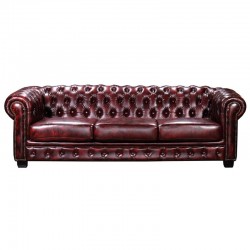 CHESTERFIELD 689 Καναπές 4Θέσιος Σαλονιού Καθιστικού, Δέρμα Απόχρωση Antique Red
