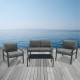 RIVIAN Set Σαλόνι Κήπου 4τεμ, Μέταλλο Βαφή Ανθρακί, Μαξιλάρια Γκρι