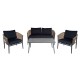 GASBA Set Σαλόνι Κήπου 4τεμ, Alu Ανθρακί, Rope Wicker Φυσικό, Μαξιλάρια Σκούρο Γκρι