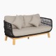MARK Set Σαλόνι Κήπου 4τεμ, Acacia Φυσικό, Μαξιλάρια Μπεζ Rope Wicker Μαύρο