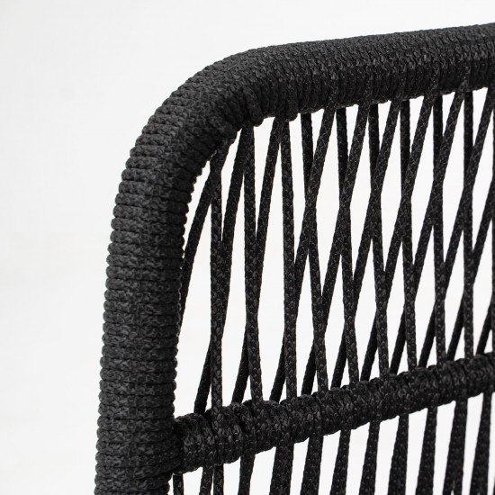 MARK Set Σαλόνι Κήπου 4τεμ, Acacia Φυσικό, Μαξιλάρια Μπεζ Rope Wicker Μαύρο