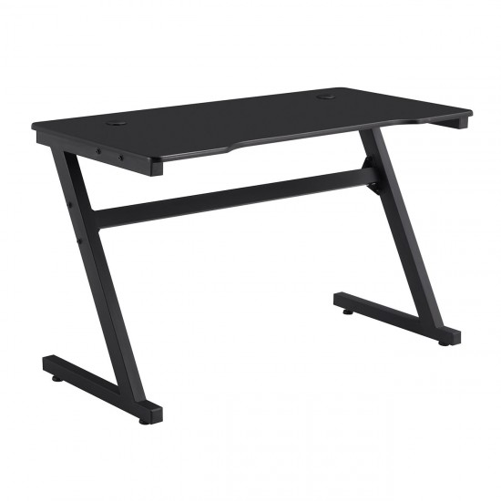 GAMING Γραφείο 120x60cm Μέταλλο Βαφή Μαύρο, Επιφάνεια MDF Μαύρο, με Βάση ακουστικών