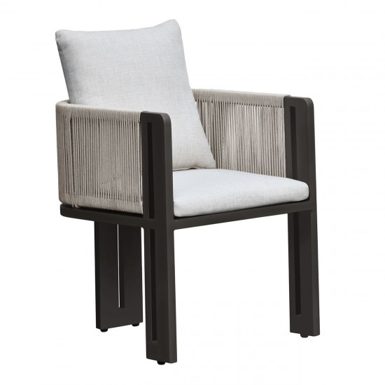 BOSTON Dining Set Τραπεζαρία Κήπου Βεράντας: Τραπέζι + 6 Πολυθρόνες Alu Ανθρακί - Μπεζ
